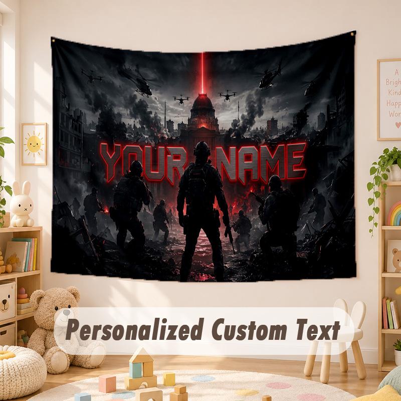 Custom Name Text Tapestry,Call of Duty Boho Wall Hanging, Decorative Backdrop Tapestry For Room