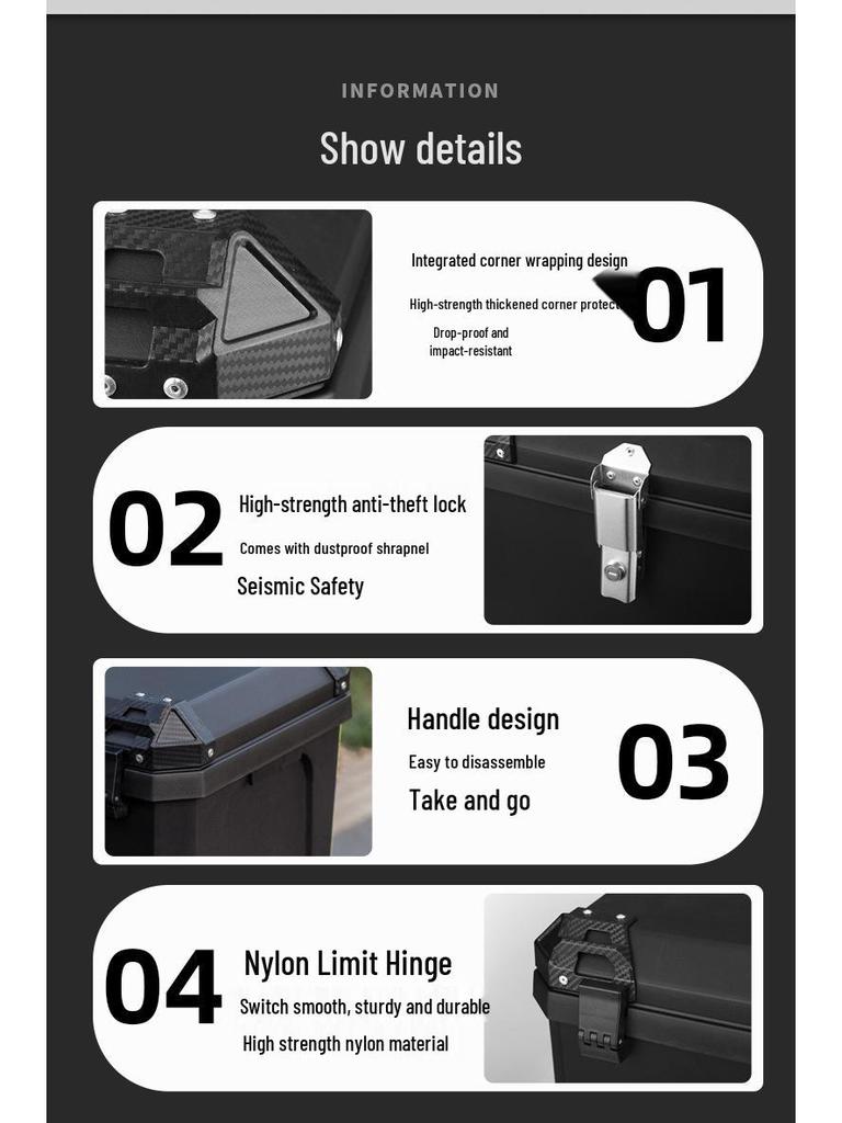 Universal Oversized Motorcycle Tail Box - Large Capacity Double Toolbox for Electric Vehicles