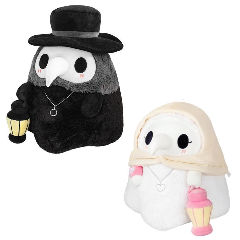 New Steampunk Plague Doctor Bird Beak Plush Toy Gift Glow-in-the-Dark Valentine's Day Couple Doll White