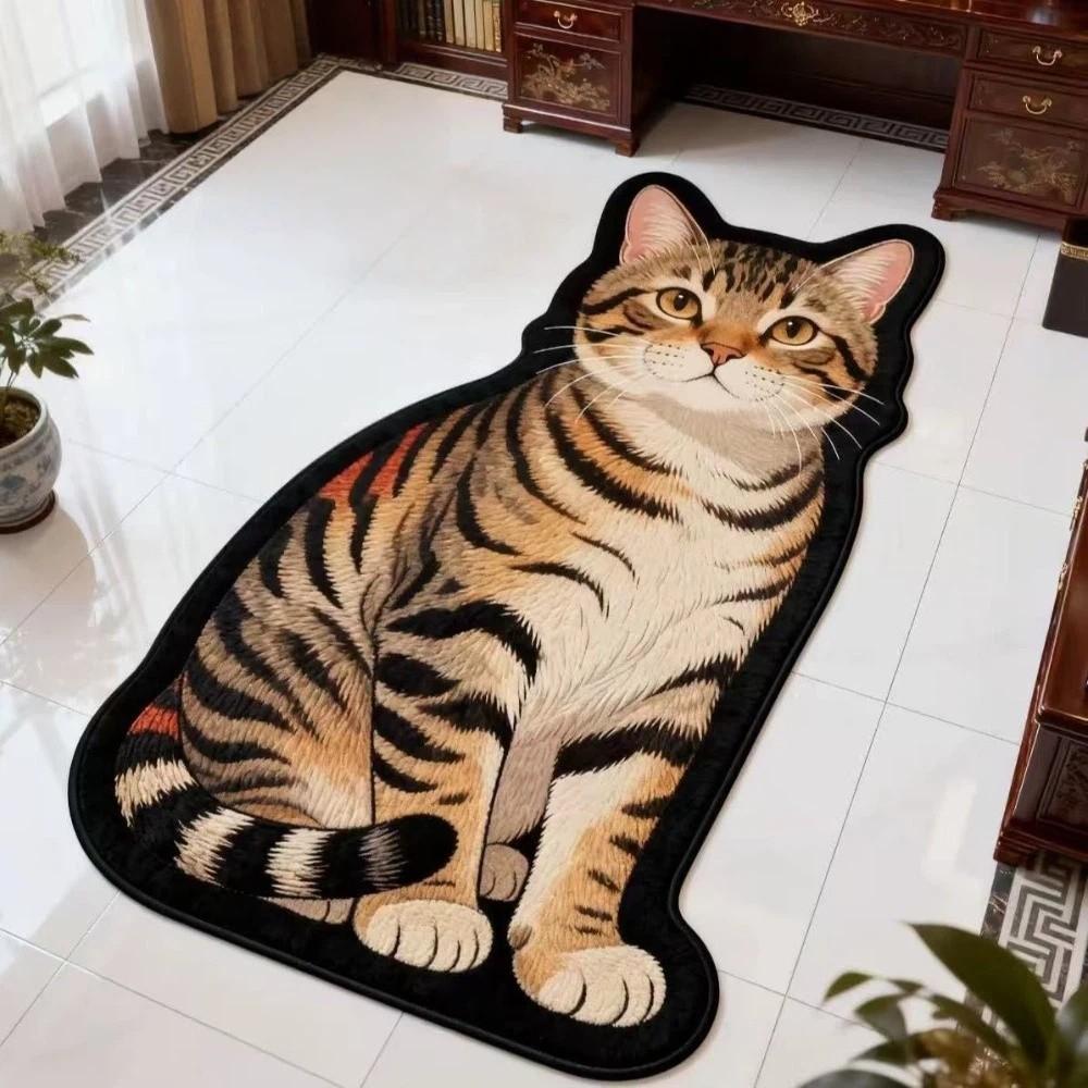 2D Flat Animal Doormat Special-shaped Room Floor Rug New Cat Carpet Bedroom Living Room Decor