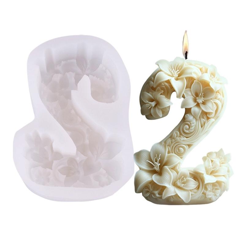 

3D Floral Number Silicone Candle Molds for Epoxy Resin Candle Soap Home Decoration Making Gypsum Silicone Molds