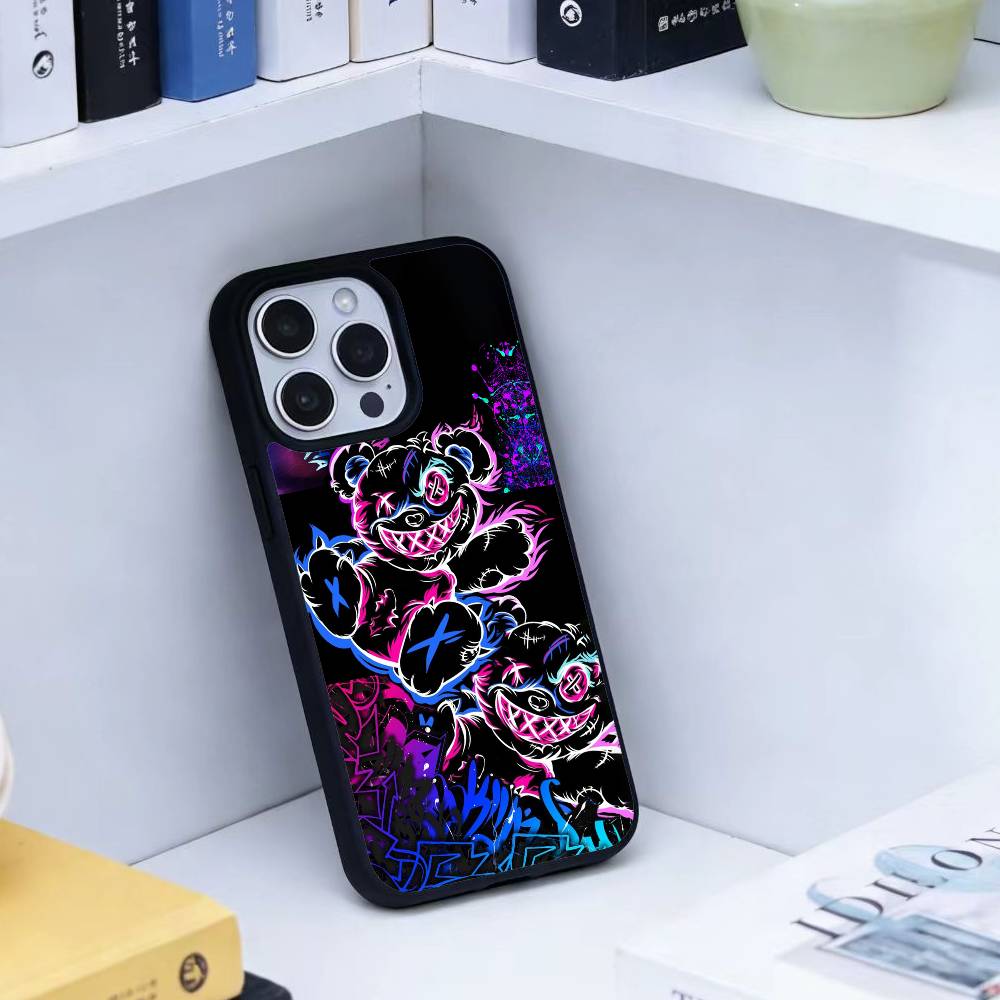HOT Colorful Graffiti Bear Phone Case For iPhone 14,16,15,13,17,12,Plus,Pro,Max Magnetic For Magsafe Frosted Cover
