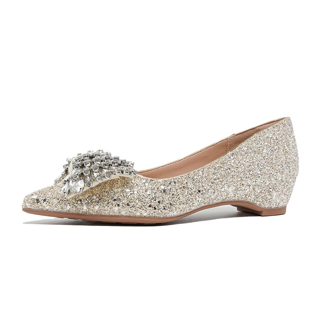 3386-5 New Autumn Stiletto Chunky Heel Pointed Toe French Bridal Shoes for Women