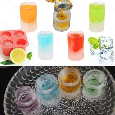 4 Cup Shape Silicone Ice Cube Mold Tray Summer Bar Party DIY Cold Drink Ice Compartment Mold Ice Cup Ice Cube Tray Kitchen Tool