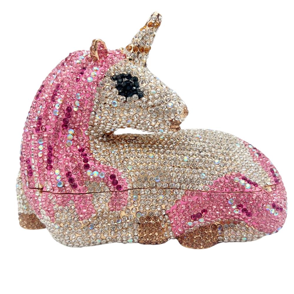 WHTUOHENG Unicorn Crystal Clutch Evening Bag Women Diamond Party Handbag Bridal Wedding Dinner Purses Ladies Purses Clutches 18cmX14cmX7.5cm