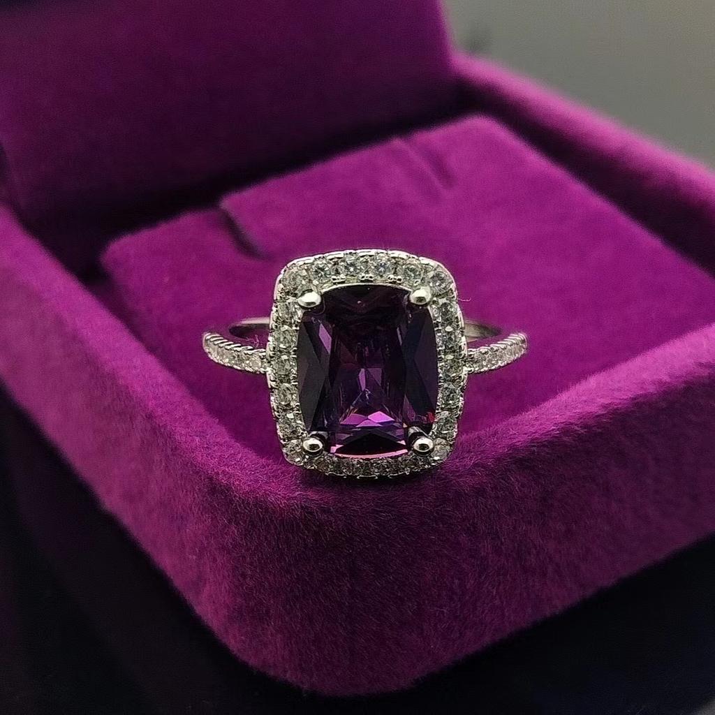 Fashion 8X10 Rectangle Ring Women'S And Women'S Diamond Princess Square Diamond Zircon Ring