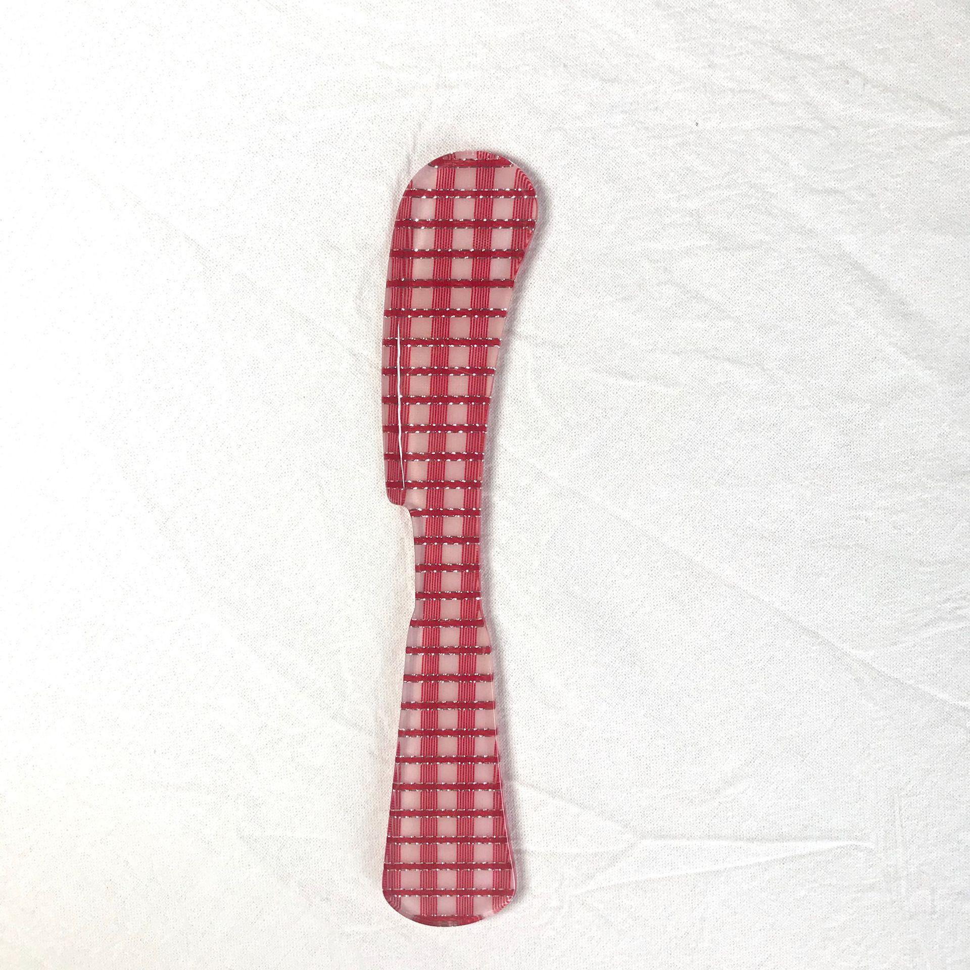 Broken flower plaid butter knife dessert plastic jam knife acrylic simulation tableware girl heart photo props