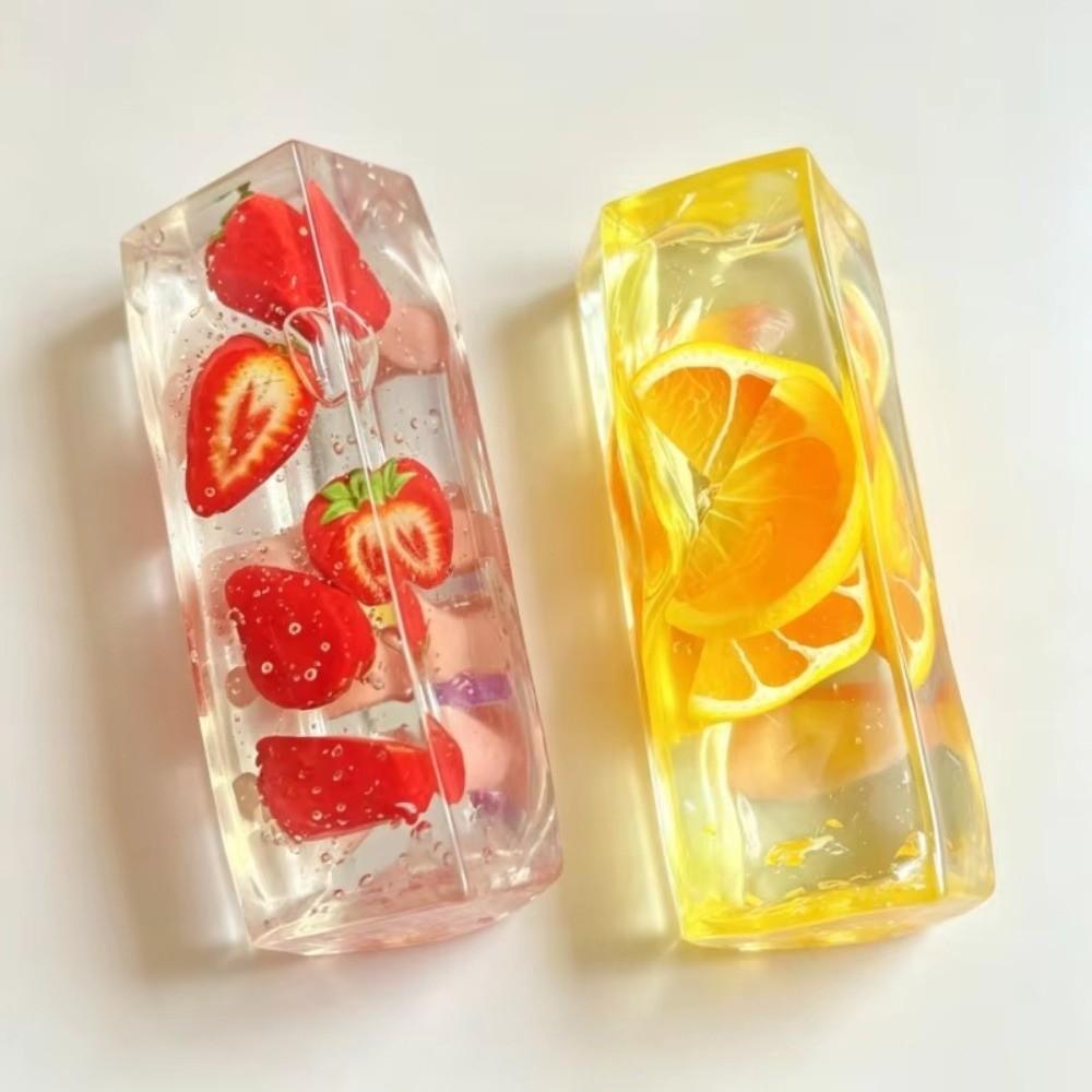 Transparency Fruit Ice Cube Squishy Toy Realistic Fruit Jelly Stick Fruit Squishy Toy  Desk Decor