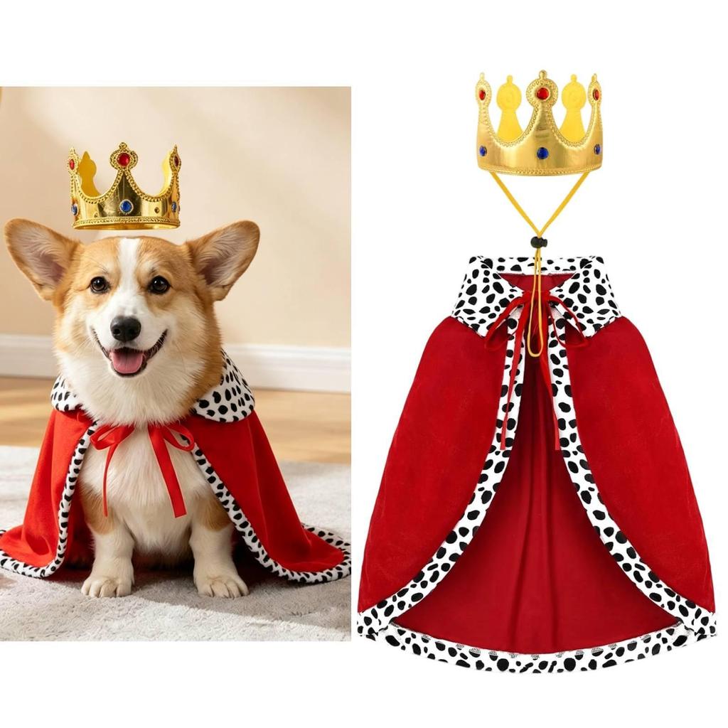 Costume Cloak and Crown Set Comfortable Outfit for Halloween Cosplay Carnival Stage
