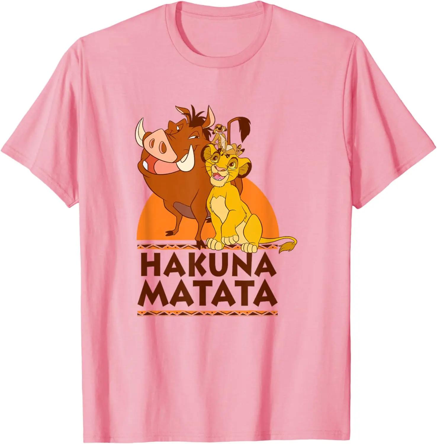 Hot Fashion Disney The Lion King Hakuna Matata Simba Timon Pumbaa Shot T-Shirt S-4XL Four Seasons Gift XXL