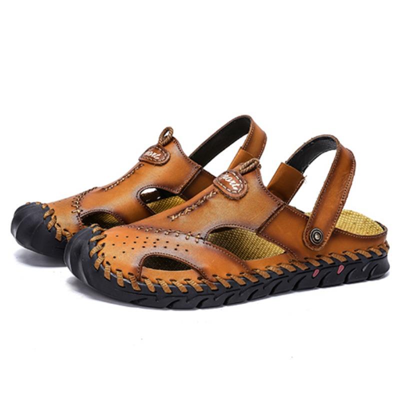 38-48 Summer Men's Large Size Leather Beach Sandals