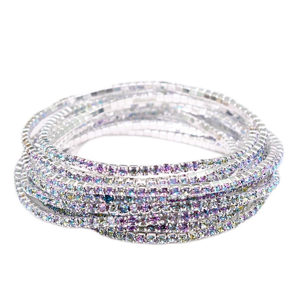 European & American Style Colorful Zircon Diamond Elastic Tennis Bracelet
