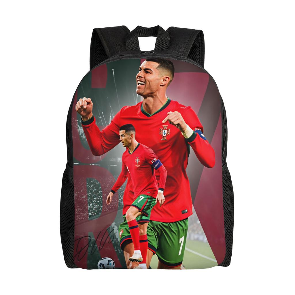 Dynamischer Fußballspieler Rucksack R-Ronaldos 2026 Teenager Polyester Fahrradrucksäcke Leichte Lustige Schultaschen Rucksack