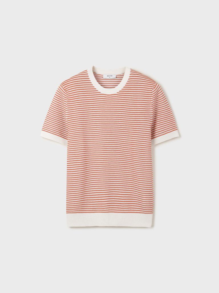 EDITION Men'S Striped Round Neck Short Sleeve Sweater_Neg2Er1932
