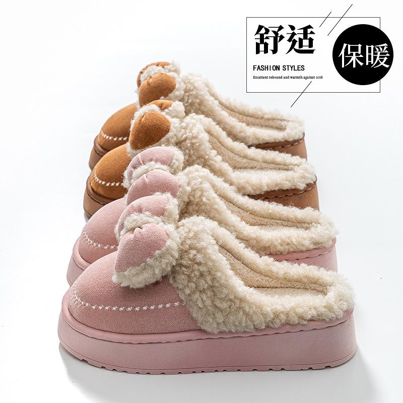 Thickened bottom cotton slippers autumn and winter velvet warm comfortable indoor home bedroom can wear shoes outside