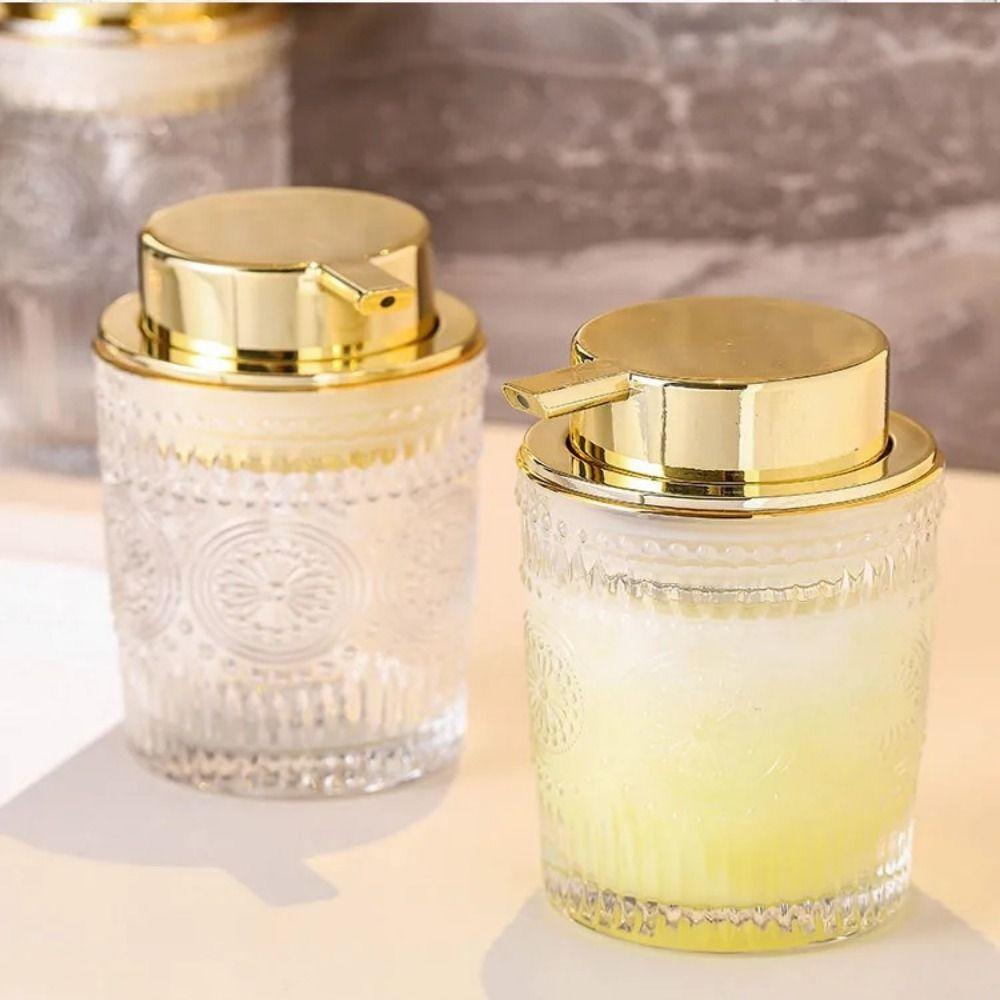 Glass Hand Pump Foaming Bottle Refillable Liquid Storage Container  Bathroom Decor