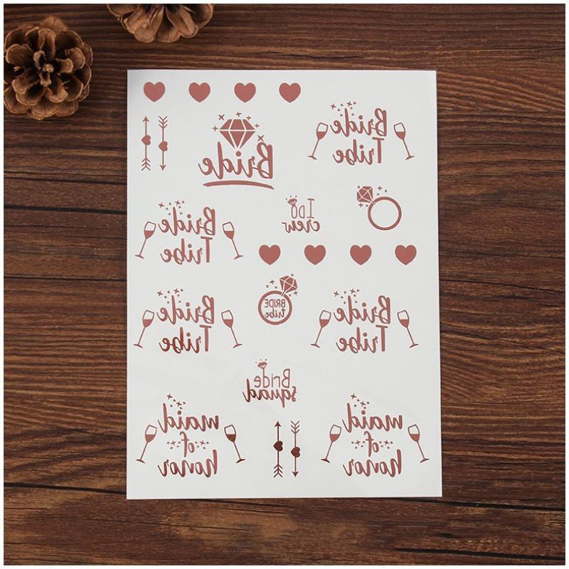 European and American Hot Stamping Tattoo Stickers, Wedding Rose Gold Tattoo Stickers, Bride Bachelor Party Stickers