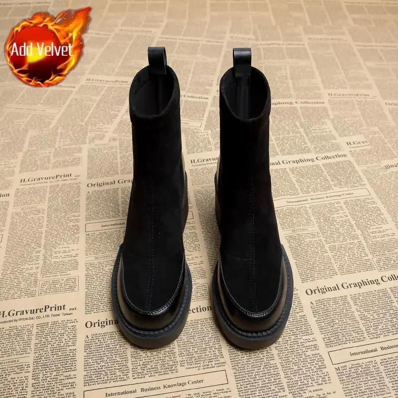 Fashion Black Booties Hot Round Toe Ankle Boots for Women High Quality Fashion 2024 Sale Designer Luxury Winter New In Woman Short Shoes