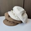 Sweet Lace Pleated Sequined Woolen Octagonal Hat Female Winter Retro Age Reducing Painter Hat Showing Face Small Bud Hat