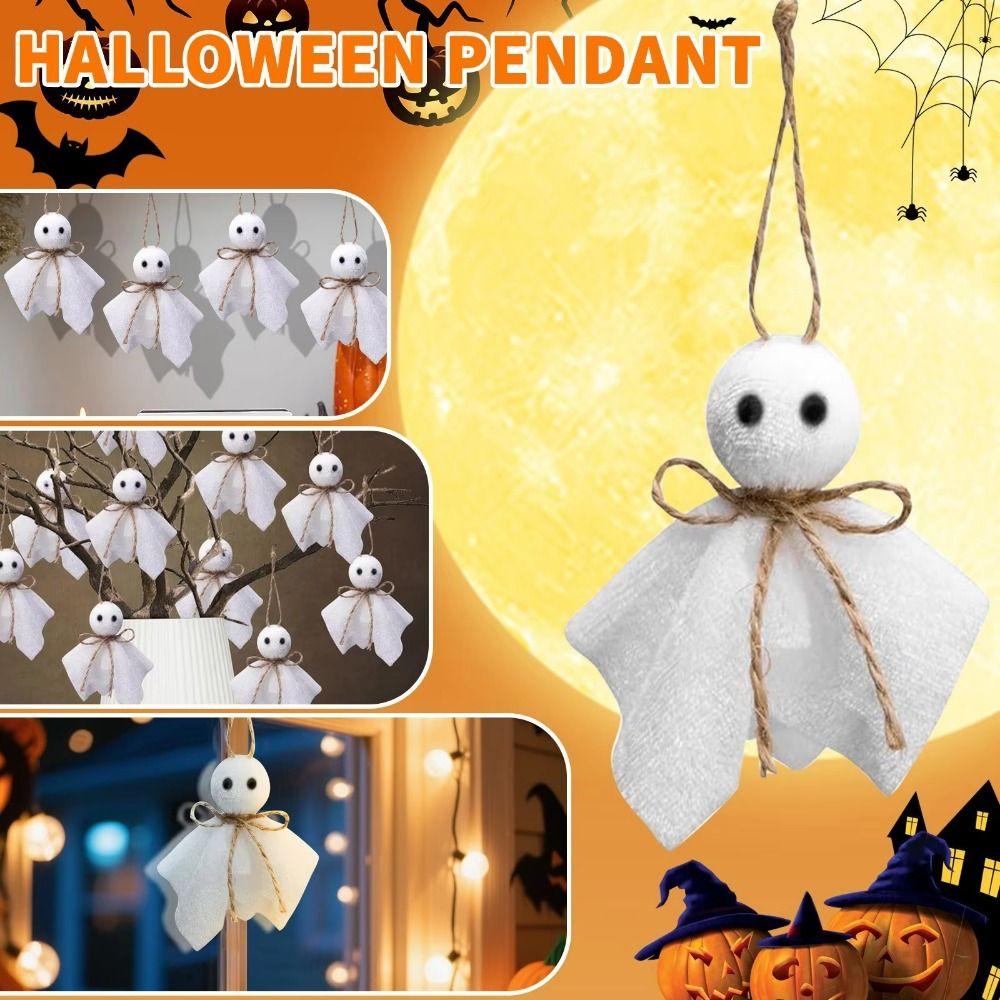 6Pcs creative Halloween Cloth Ghosts White Ghosts Hanging Ghost Pendant  Halloween Party Decor