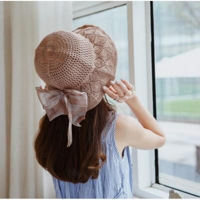 Damen Chiffon Band Eimerhut Eimerhut Faltbarer Hut