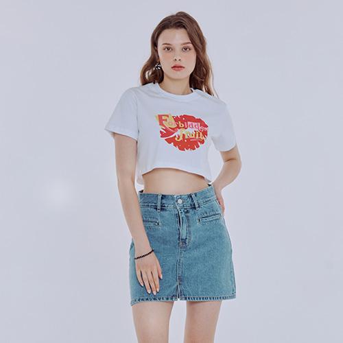 Disfunct Lips Crop T-Shirt (White) M