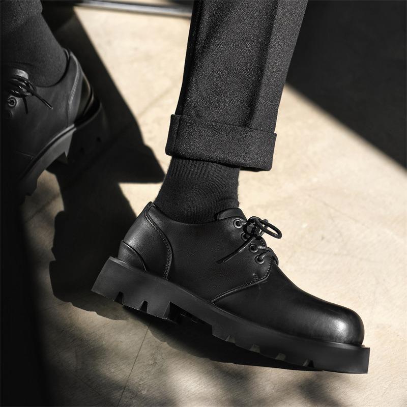 3185 Dress Commuter Leather Shoes Spring New Groom Wedding Shoes Leather Versatile Men's Carbon Black Derby Shoes