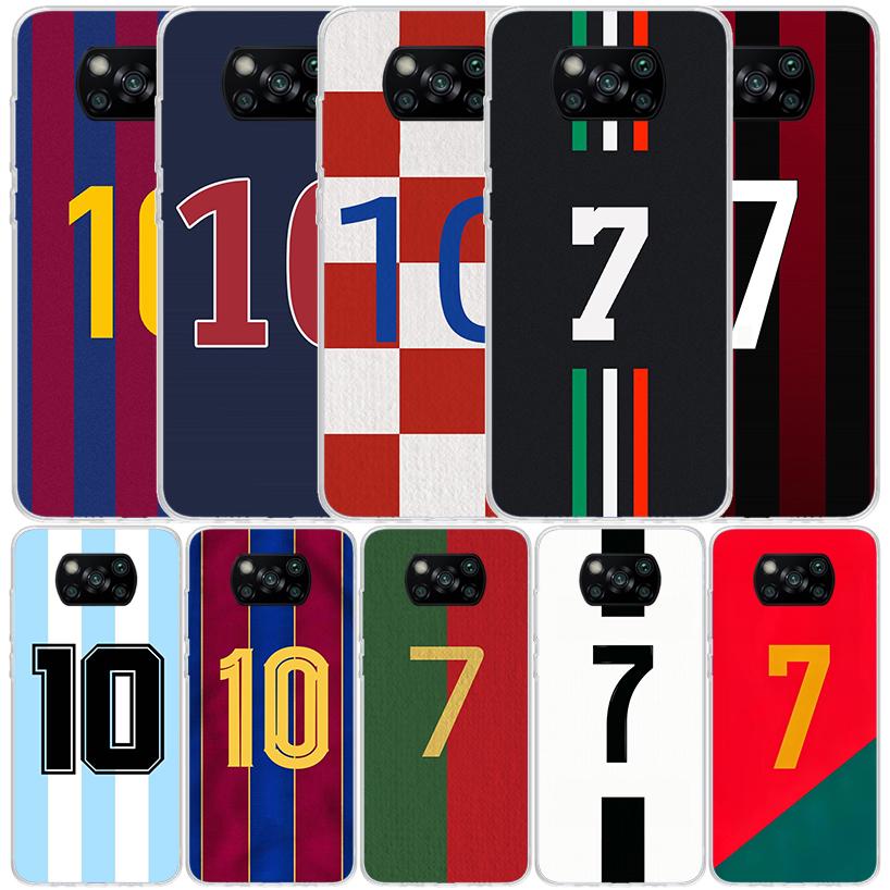 FootBall SuperStar Number C 7 10 Phone Case For Xiaomi Poco F7 Ultra X5 X6 X7 Pro M7 Redmi 15C 15 13C 13 12C 12 10C 10 10A 9 9C