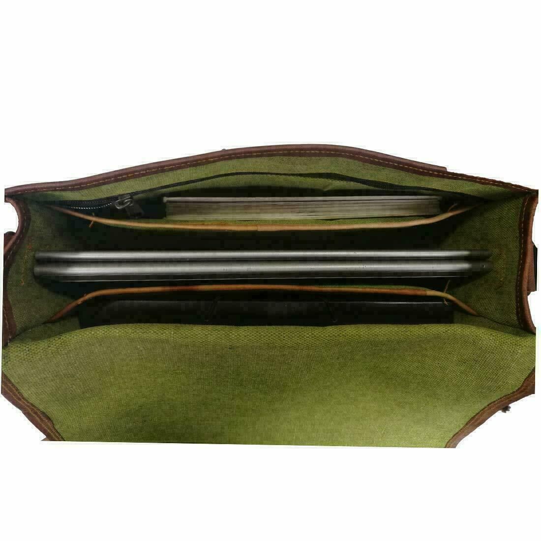 Винтажная сумка-портфель для ноутбука из натуральной кожи козьего цвета 11 X 15 X 5 — фото 3