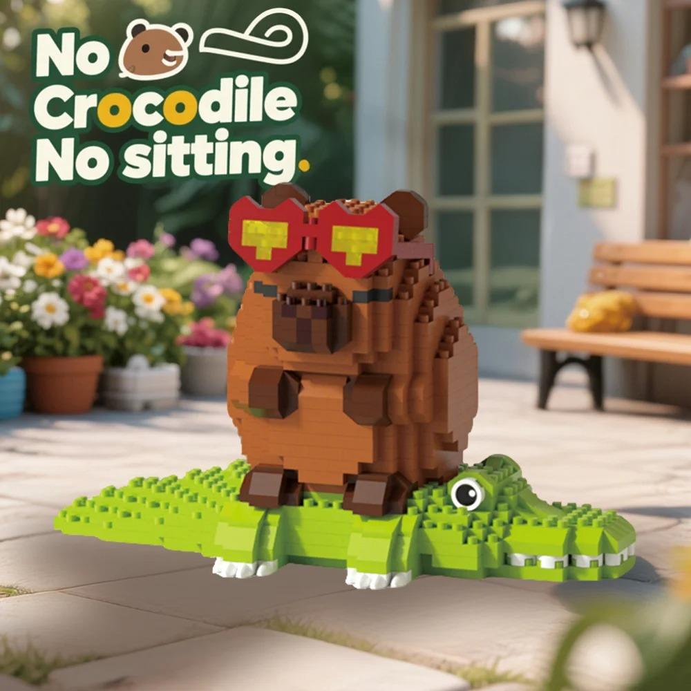 "Set di Blocchi da Costruzione Capibara - Carino Porcellino d'India d'Acqua Modello Fai-da-te | Divertente Giocattolo STEM per Bambini e Adulti"