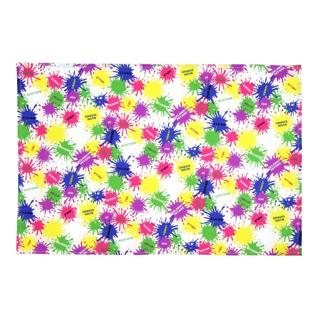 KIYOHARA Set of 60cm x Painting and Boys' Water-Repellent Placemats, Large, 2, 40cm, World, Off-White Navy, NNF18-L2
