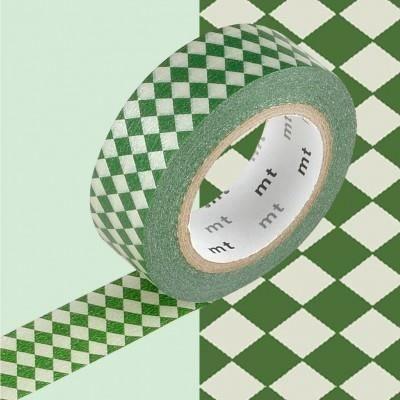 Masking Tape - MT 15 mm - Carreaux vert et or - Papier washi - Repositionnable sans traces