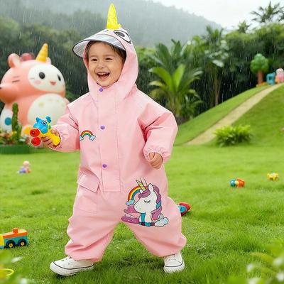 Pink Cartoon Raincoat for Toddler Girls - Water-Resistant, Windproof & Snowproof, Perfect for Outdoor Hiking
