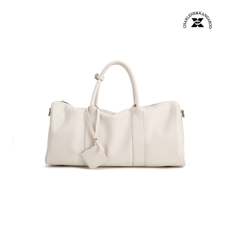 

Charlene & Kangaroo [White Mist Wild Tea] Litchi Grain Work Clothing Large Capacity Satchel Workout Travel Bag CREAMY/White