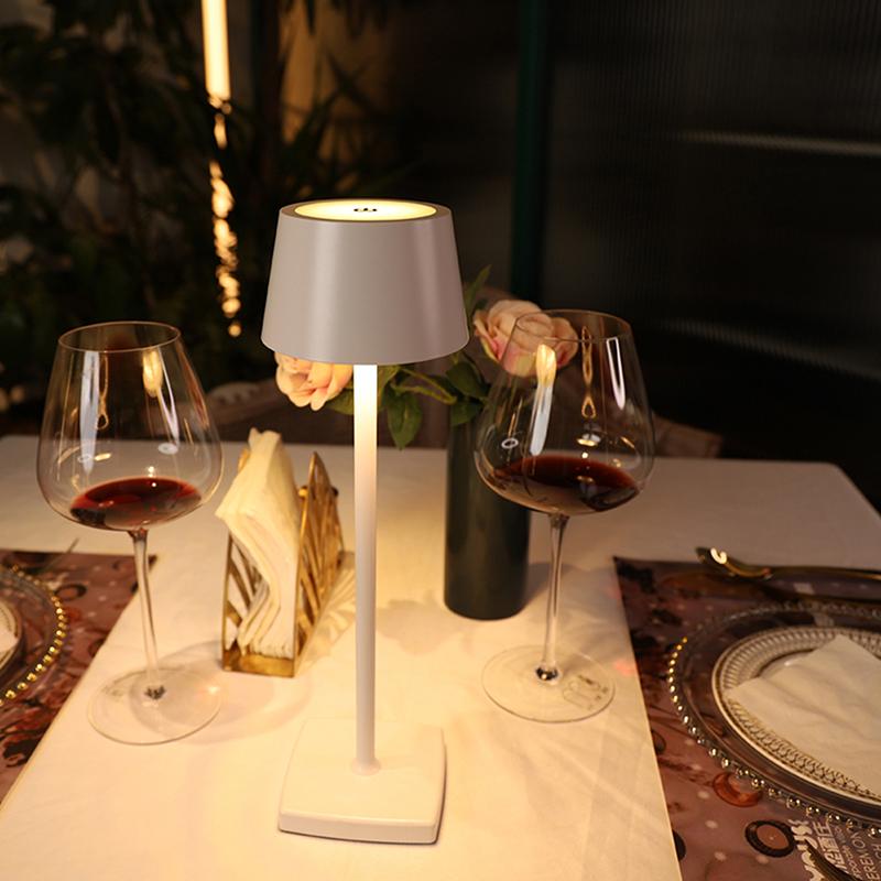 Decorative Rechargeable LED Table Night Lights Mini Gold Cordless Restaurant Touch Dimmer Table Lamp For Hotel And