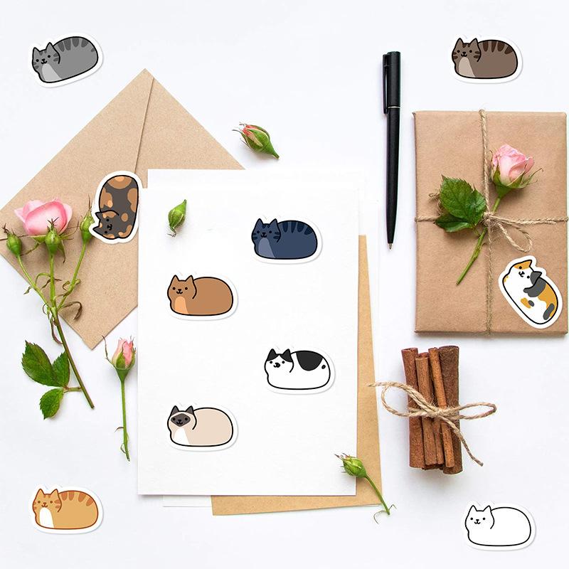 500Pcs Kawaii Cartoon Cat Tuo Tuo Roll Stickers Skateboard Laptop Luggage Skateboard Phone Gift Waterproof Phone Cute Sticker