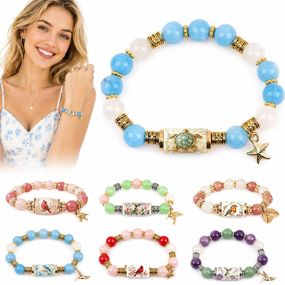 with Pendant Hummingbird Bracelet Elastic Beaded Bracelet Metal Tube Crystal Bracelet  Party Favors