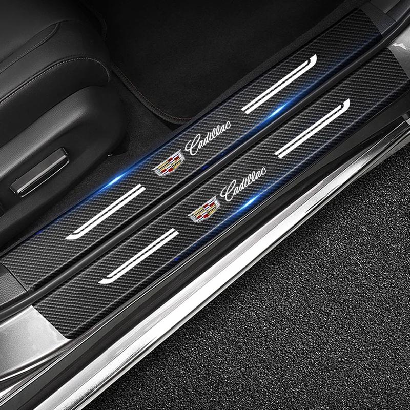 Car Carbon Fiber Door Sill Protector Stickers for Cadillac CTS DTS STS XTS ATS BLS SLS CT5 CT6 XT5 XT6 Anti-Scratch Accessories