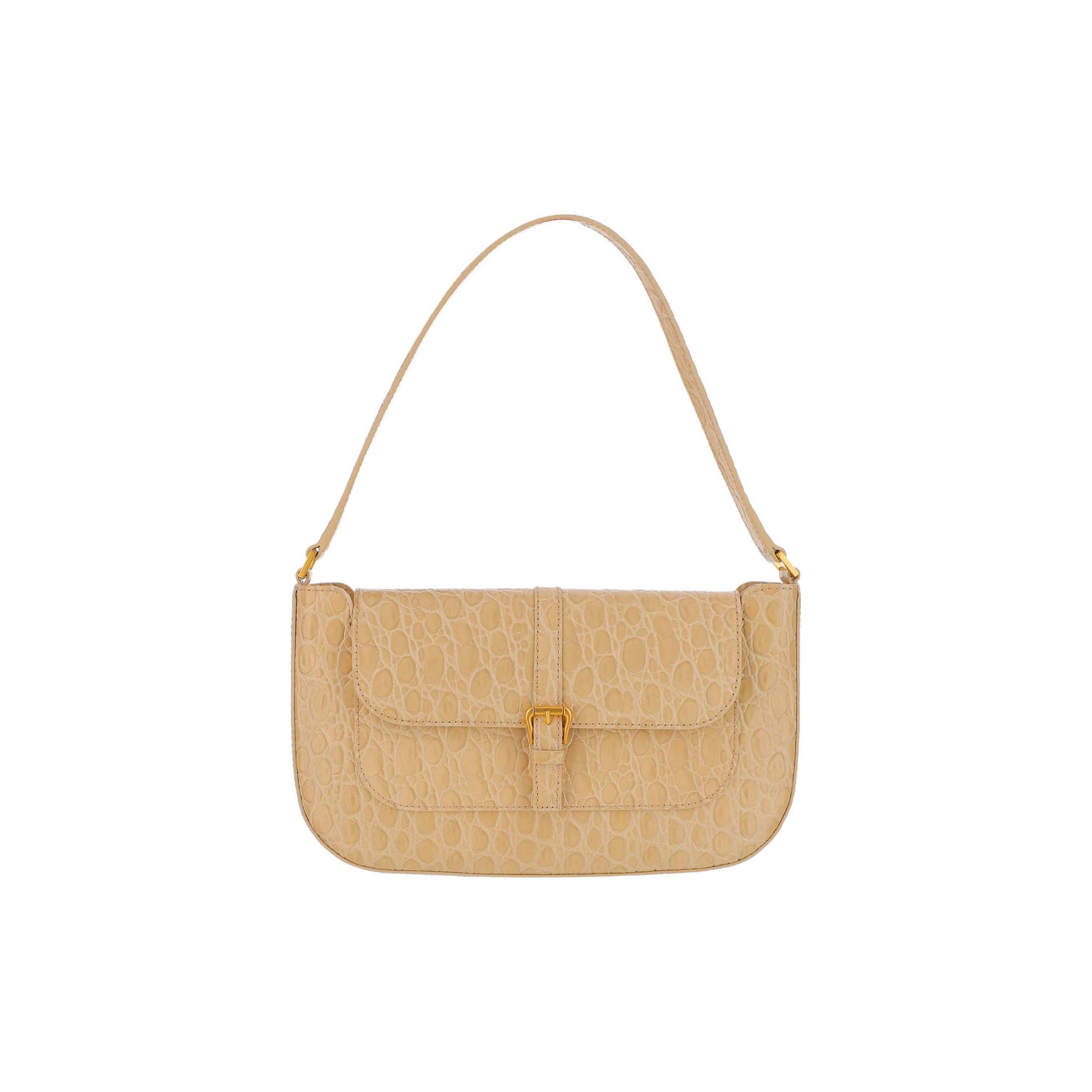 By Far Miranda Crocodile Embossed Flap Magnetic Buckle Leather Tote Shoulder Bag Women bags Orange 23CRMDASKRFCCEMEDKRF Basic Set (Bag+Dust Bag)
