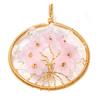 Cherry Blossom Medal Pendant In Rock Crystal Chips + Chain