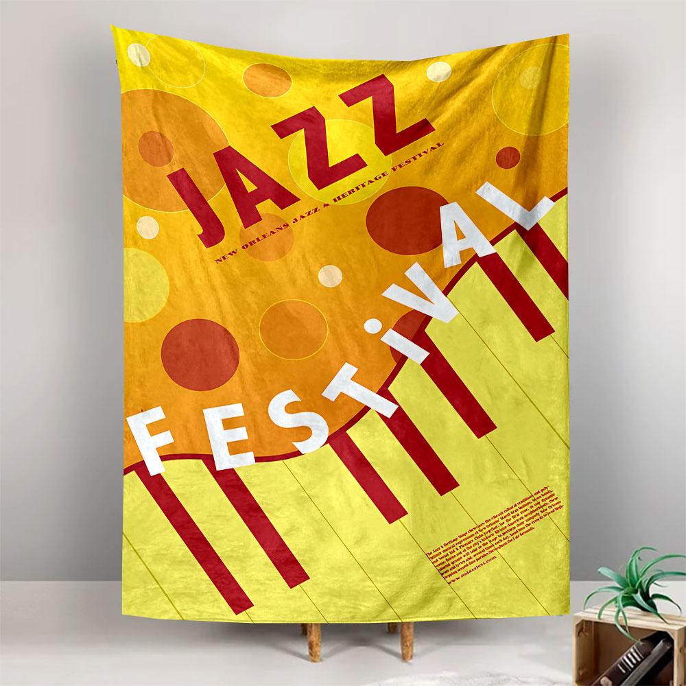 Jazz Festival Tapestry Wall Hanging, Music Event Poster, Wall Decor for Bedroom Living Room Dorm