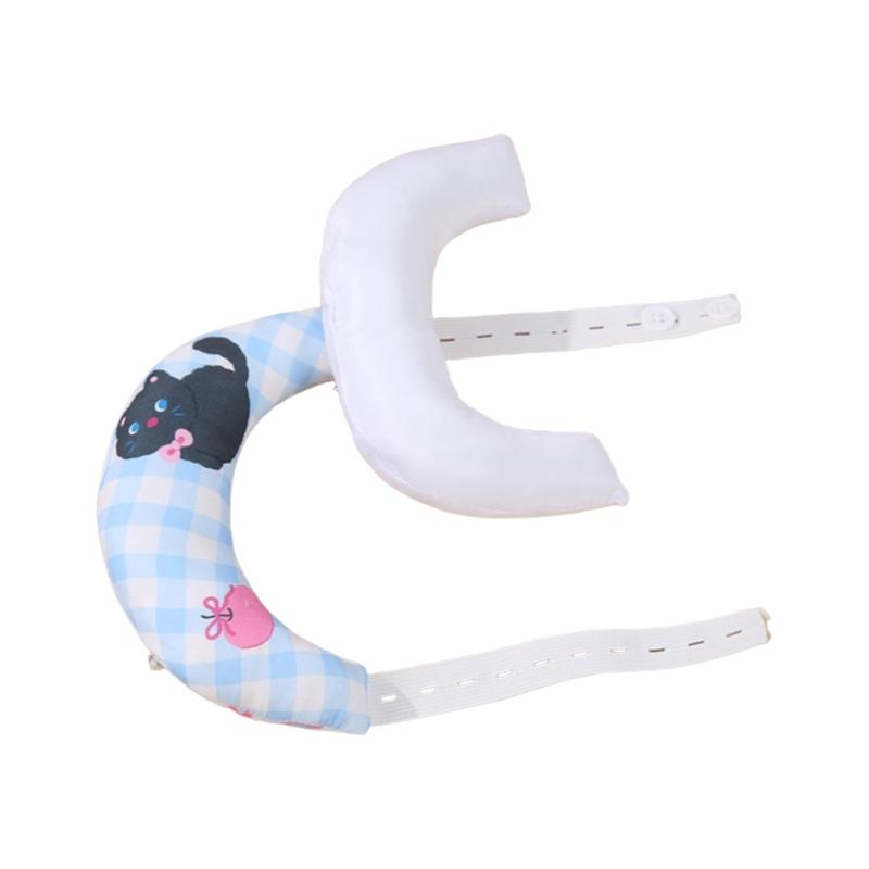 Breathable Cotton Baby Pillow Crescents Shape Neck Support Cartoon Pattern Bedding Pillow for Newborns