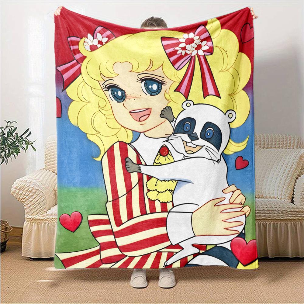 1pc Candy Candy2 Blanket, Gift, for Men and Women, Soft Blanket, Good for Sofa Bed Couch Travel, Lightweight Flannel Blanket