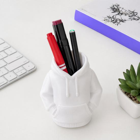 3D Printed Hoodie Pen Holder, Sweatshirt Shape Desk Organizer, Creative Storage for Pens, Makeup Brushes, Office Supplies