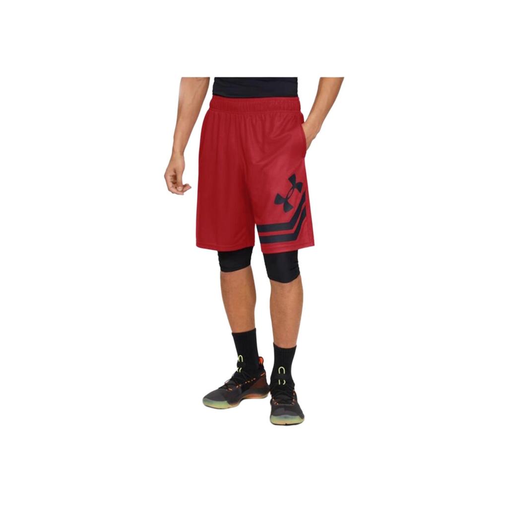 Under Armour Logo Striped Print Quick-Dry Sports Casual Comfortable Sweat-Absorbing Basketball Shorts Men shorts Red 1351285-600