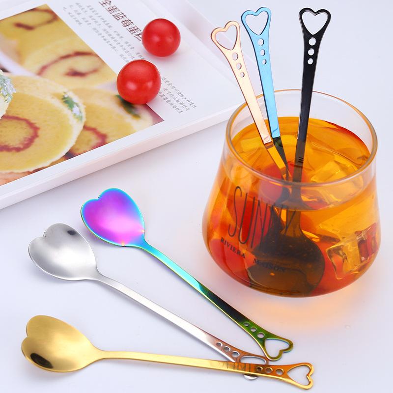 Heart-shaped Coffee Spoon Stainless Steel Teaspoons Mixing Spoon Dessert Snack Scoop Ice Cream Milk Tableware Kitchen Tool