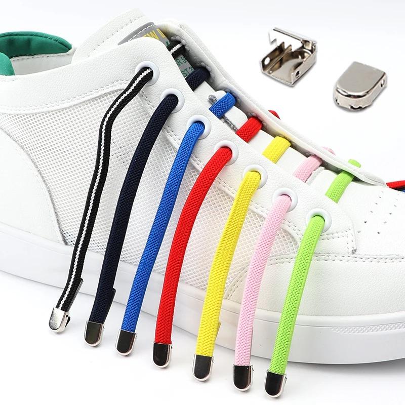 1 Pair Flat Shoe Laces For Sneakers Elastic Shoelaces Without Ties Press The Metal Lock Lazy Shoes Lace Rubber Band Accessories