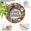 2D Flat Merry Christmas Aluminium Sign - Charming Figurine Ornaments with Santa Claus & Gingerbread Man Pattern - Ideal for Front Door, Wall, Porch