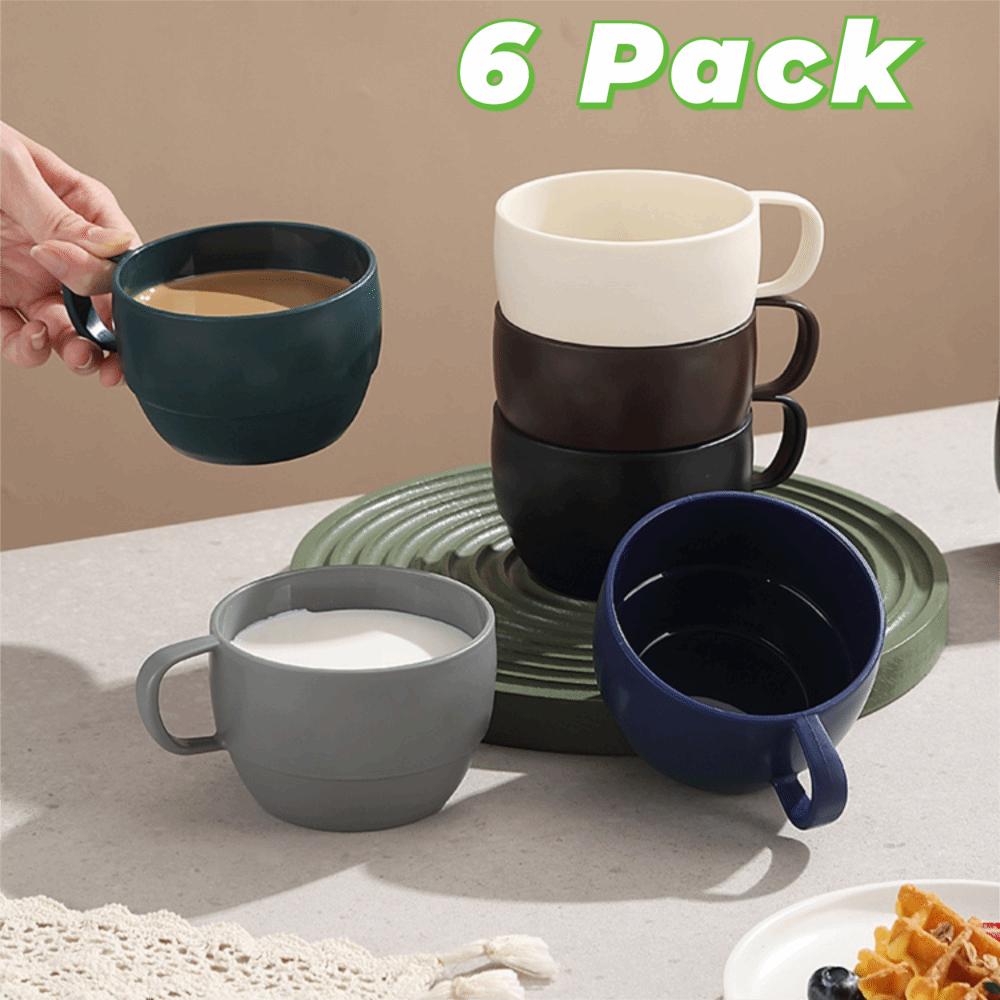 6 Stück Mikrowellengeeignete Kunststoff-Kaffeetasse Verdickte Familien-Teetasse Langlebige Trinktasse Kindergarten