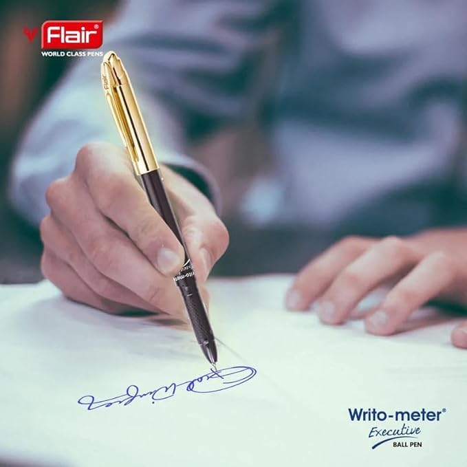 Flair Writometer Rose Gold & Gold Executive Ball Pens Pack Of 2 0.6 Mm Blue Ink Smooth Writing For Office School Use India